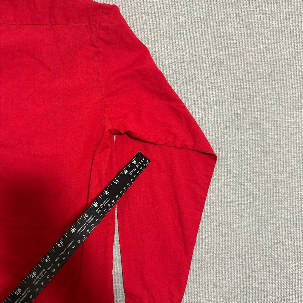 Wrangler Womens L Red Western Button Up Shirt Beaded Embroidered Pintuck Pleated - Picture 13 of 15